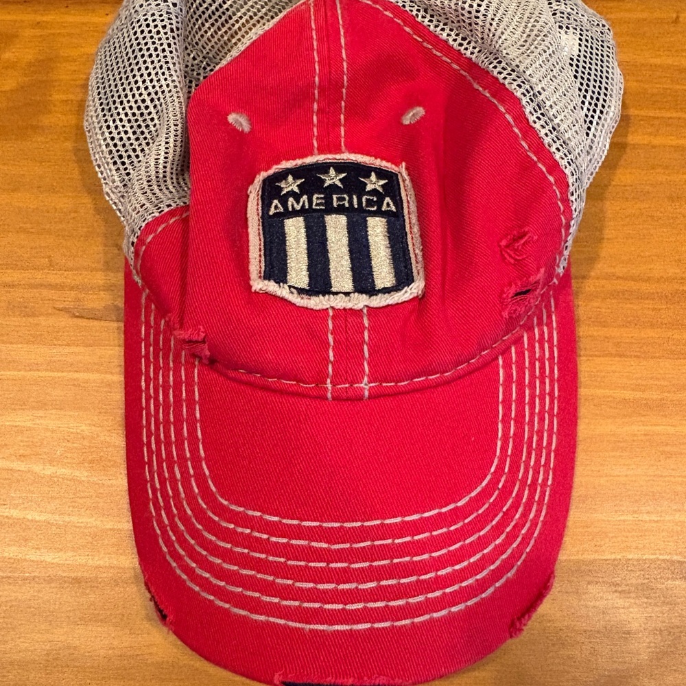 Red Trucker Hat with America Patch